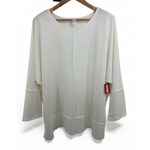 SPANX New 3XL Perfect Length Top Dolman 3/4 Sleeve Sweatshirt in Powder White